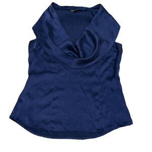 Express Blue Cowl Neck Sleeveless Blouse medium Silk
